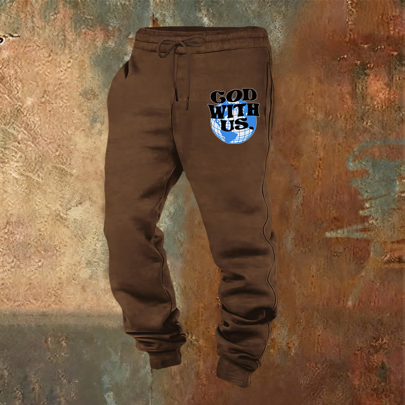 Christianartworkshop Globe e pantaloni della tuta Dio con noi: comodi promemoria della sua vicinanza - Marrone - 2XL - image 20