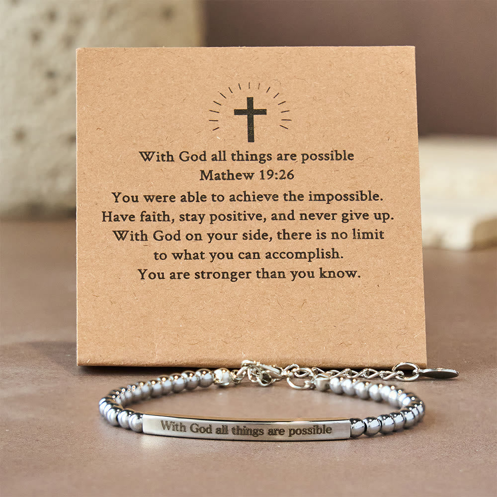 Bracciale Christianartworkshop Matteo 19:26 e Salmo tedesco 46:5: silenzioso promemoria della presenza divina - Matteo 19:26 - image 0