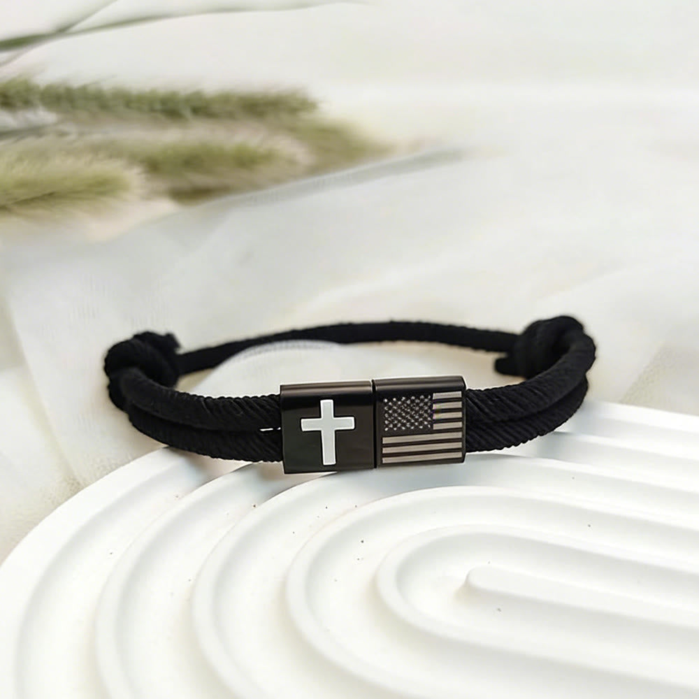 Christianartworkshop Bracciale con bandiera americana e croce con biglietto: fede pratica avvolta nel significato - image 2