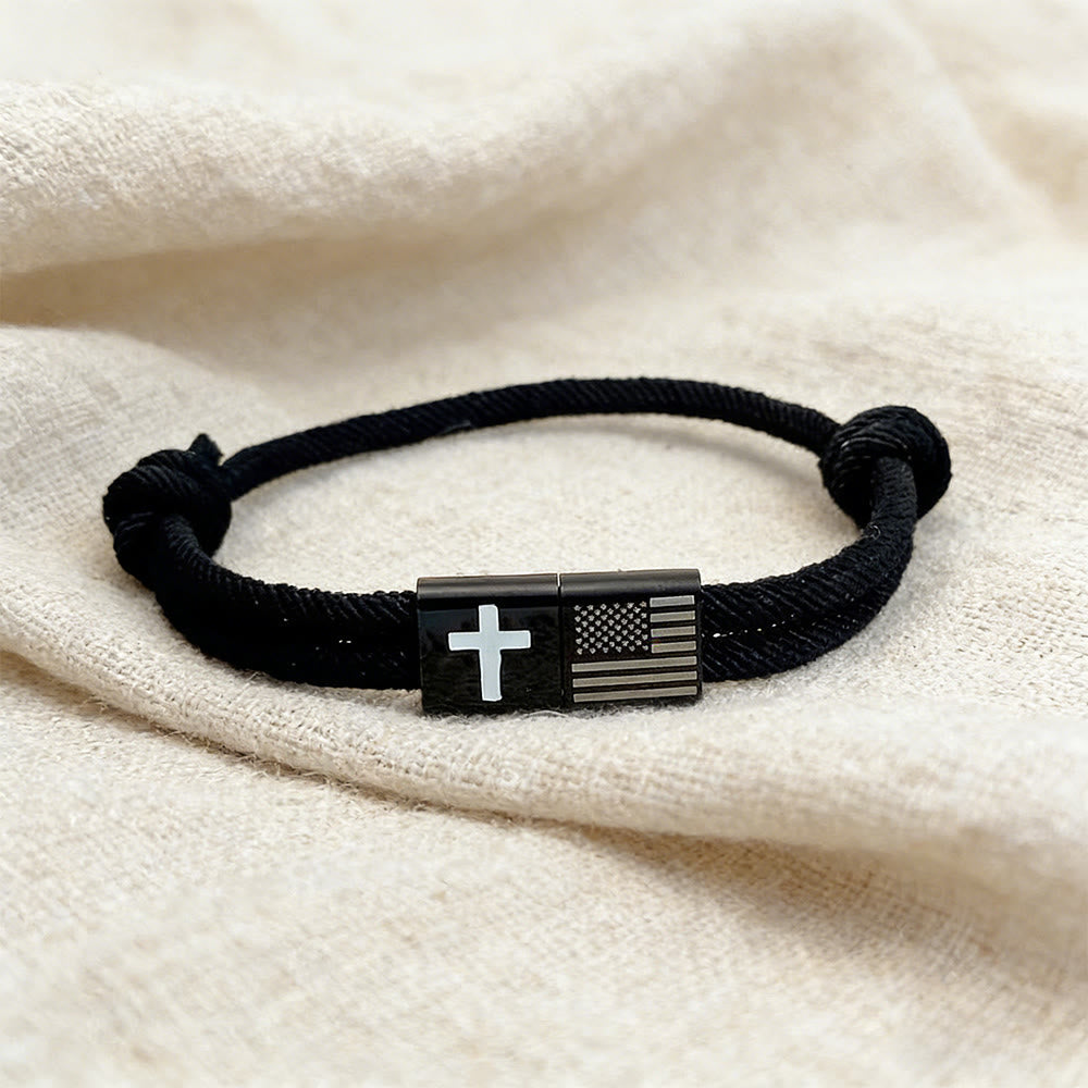 Christianartworkshop Bracciale con bandiera americana e croce con biglietto: fede pratica avvolta nel significato - image 3