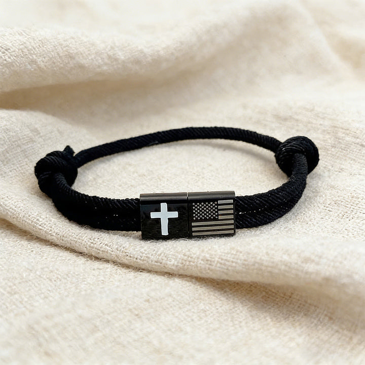 Christianartworkshop Bracciale con bandiera americana e croce con biglietto: fede pratica avvolta nel significato - image 3