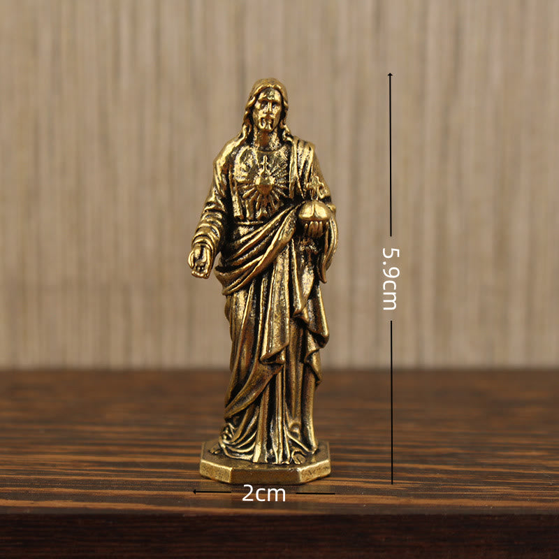 Christianartworkshop Statua in ottone di Gesù con Sacro Cuore: Reverente Compagno della Grazia - Gesù - image 1