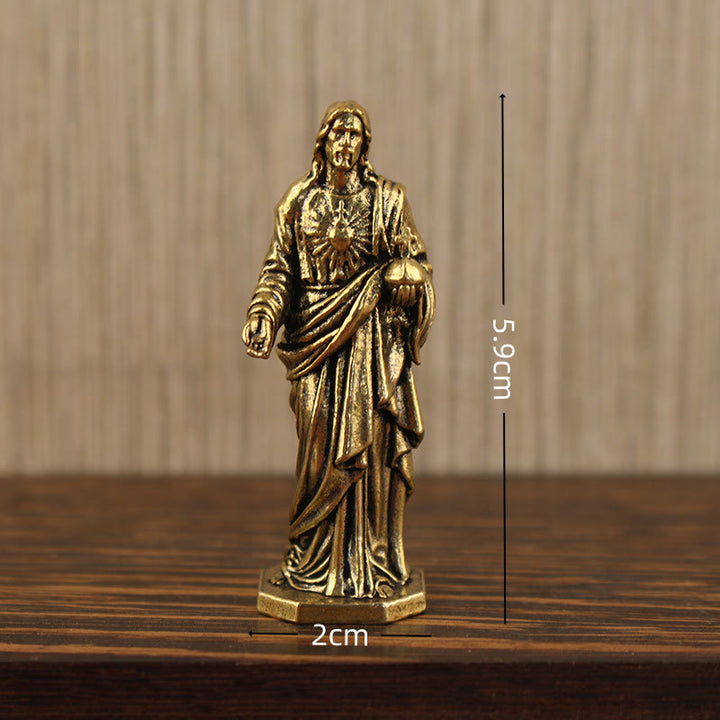 Christianartworkshop Statua in ottone di Gesù con Sacro Cuore: Reverente Compagno della Grazia - Gesù - image 1