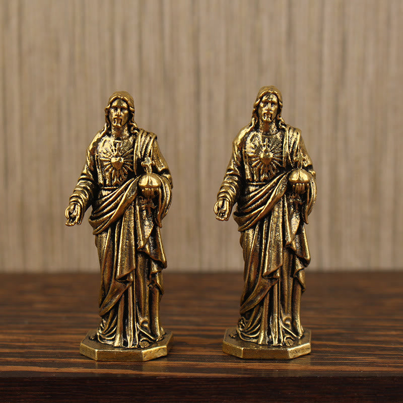 Christianartworkshop Statua in ottone di Gesù con Sacro Cuore: Reverente Compagno della Grazia - image 0