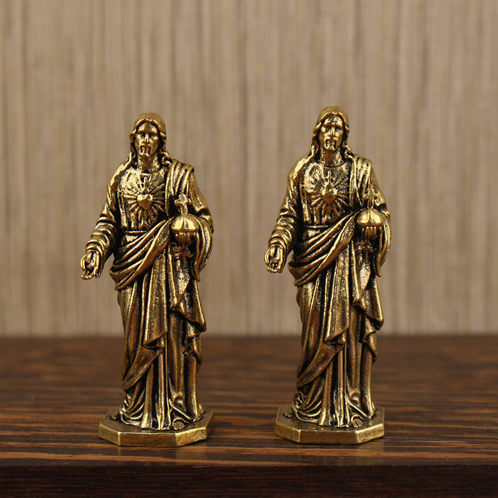Christianartworkshop Statua in ottone di Gesù con Sacro Cuore: Reverente Compagno della Grazia - image 0
