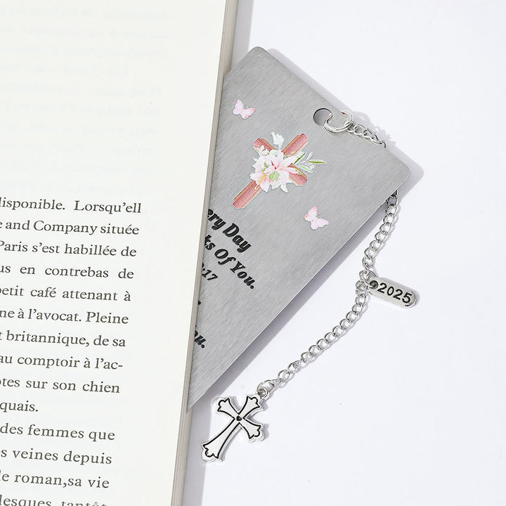 Segnalibro delle Scritture e ciondolo a croce di Christianartworkshop: dolce invito alla pace e alla grazia - image 3