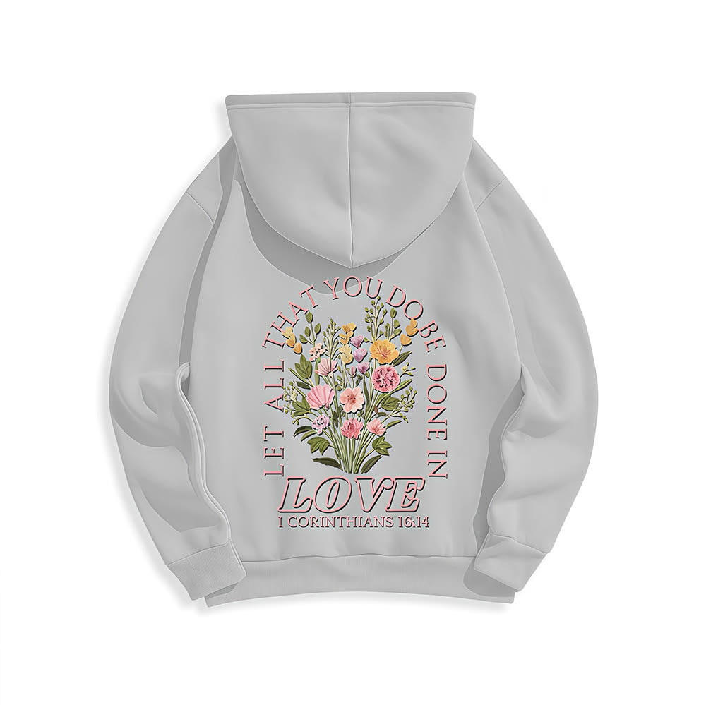Felpa con cappuccio in poliestere foderata in pile floreale con scritta "Do All In Love Scripture" Christianartworkshop - image 16