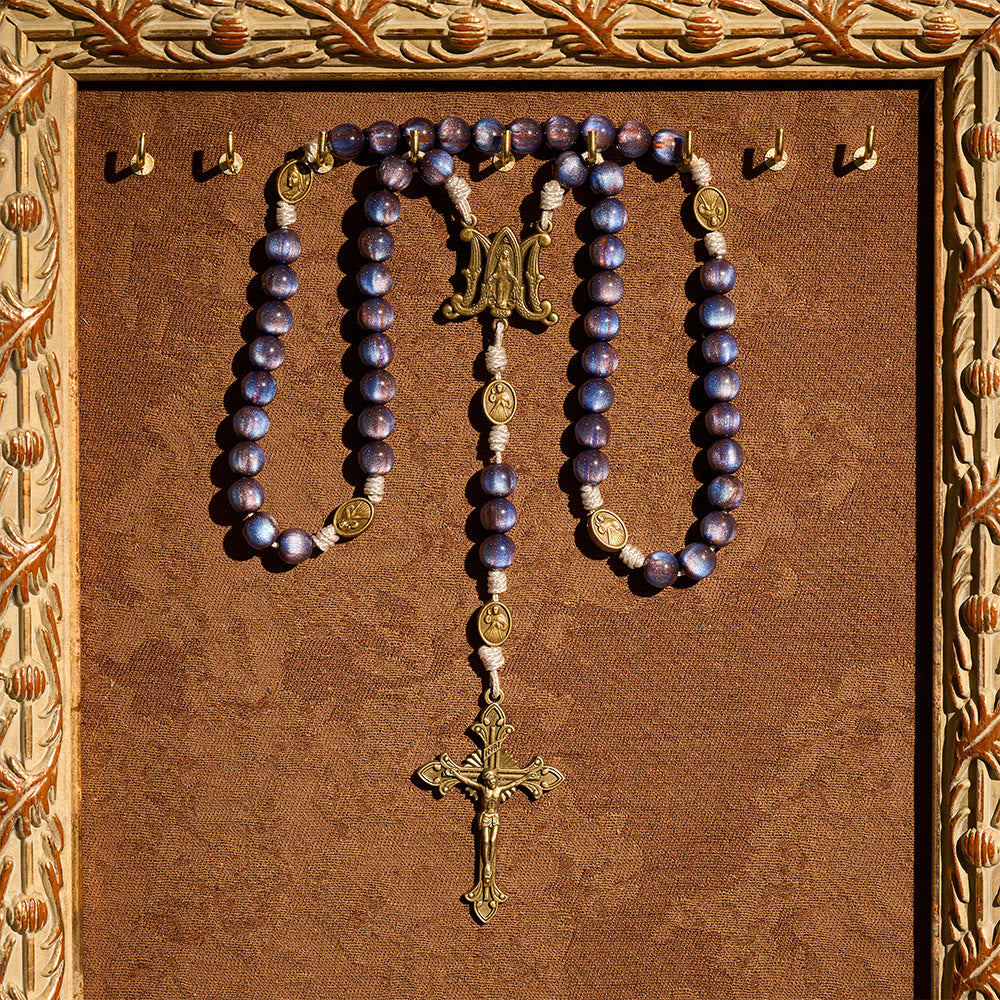 Christianartworkshop Rosario della fede Deep Blue Starlight: Medaglie sacre della Divina Misericordia e della Madonna - image 10