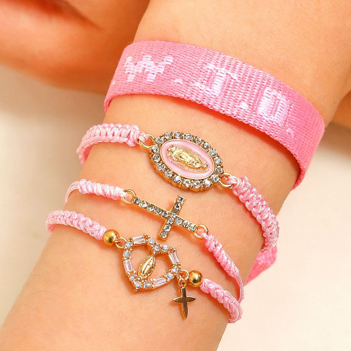 Bracciale Faith Prompt Christianartworkshop con perlina a croce e biglietto WWJD: un ricordo pronto da regalare - Rosa con la Vergine Maria - A - image 18