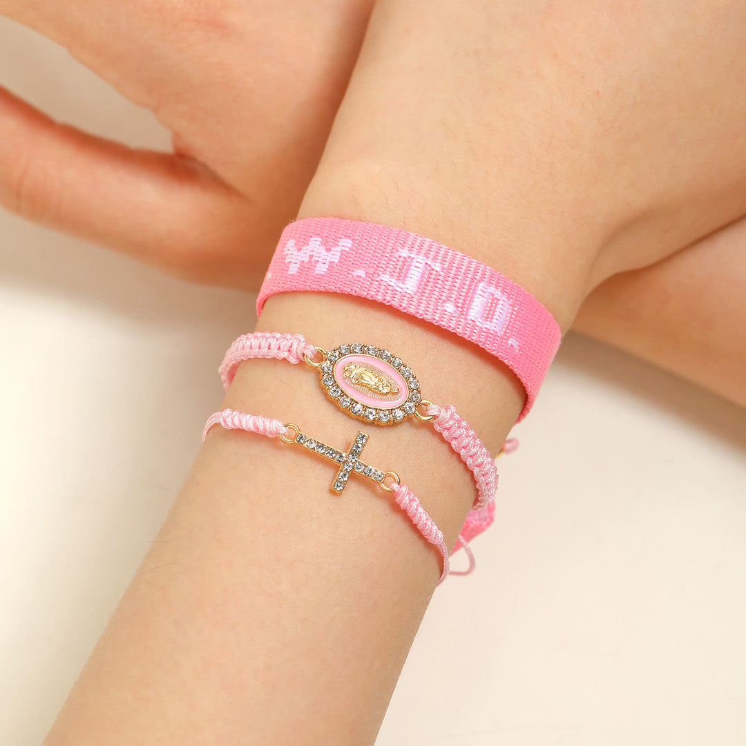 Bracciale Faith Prompt Christianartworkshop con perlina a croce e biglietto WWJD: un ricordo pronto da regalare - Rosa con la Vergine Maria - B - image 19