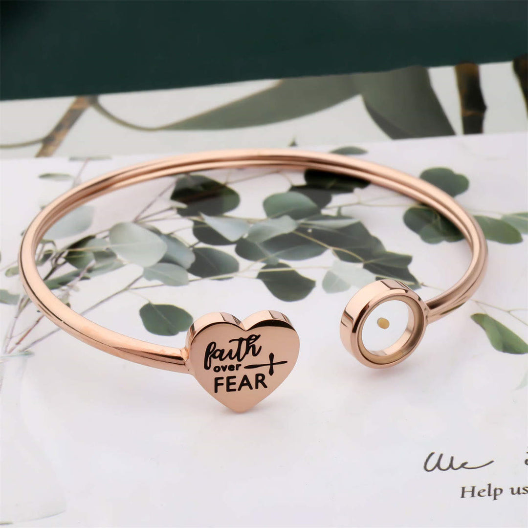 Christianartworkshop Bracciale a tre colori con semi di senape: un costante promemoria di speranza - Oro rosa - image 0