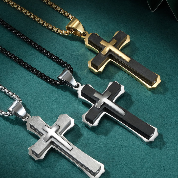 Collana con croce a tre strati di Christianartworkshop: fede personalizzata per tutti i giorni - image 0