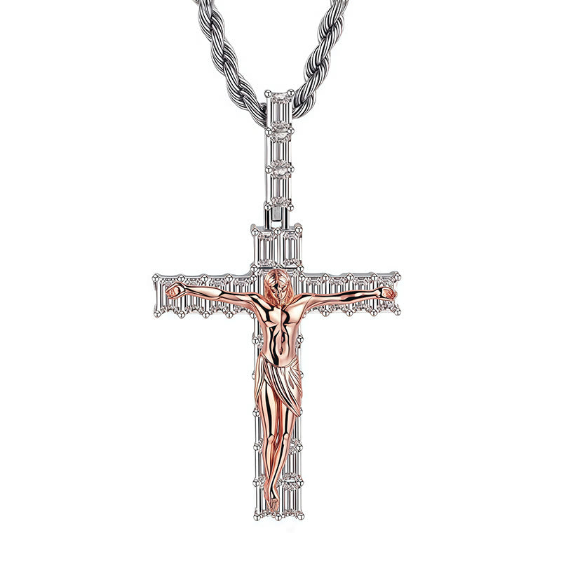 Collana con crocifisso in rame e zirconi di Christianartworkshop: il suo sacrificio vicino al tuo cuore - image 3
