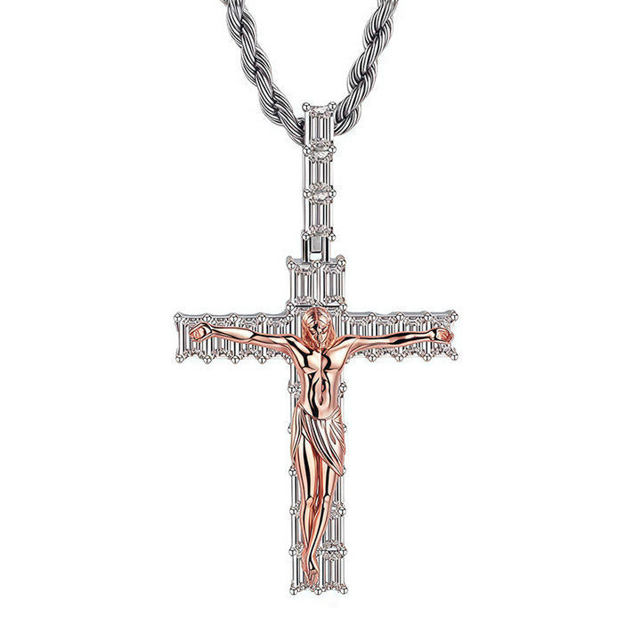 Collana con crocifisso in rame e zirconi di Christianartworkshop: il suo sacrificio vicino al tuo cuore - image 3
