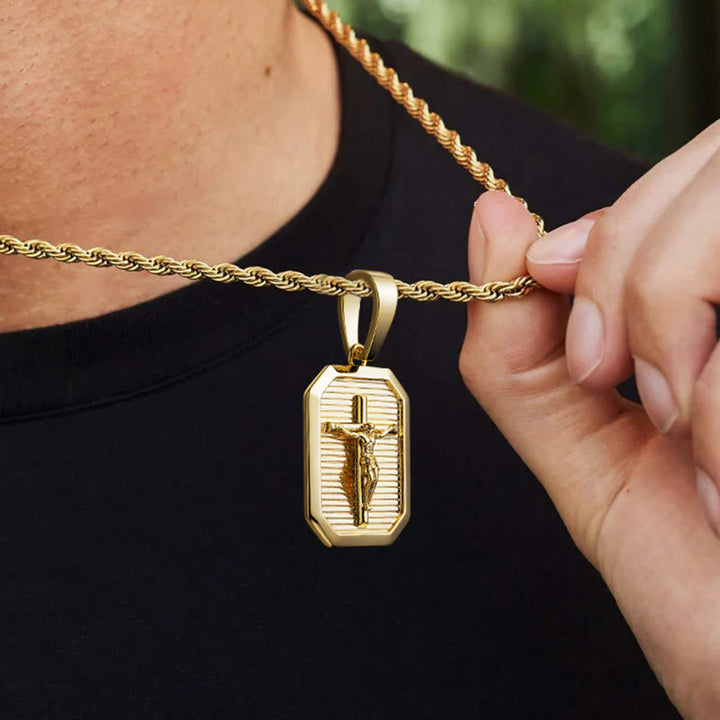 Collana con piastrina per cani con crocifisso Christianartworkshop: il suo sacrificio vicino al tuo cuore - image 2