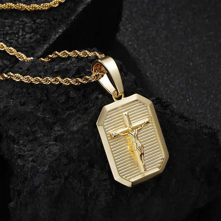 Collana con piastrina per cani con crocifisso Christianartworkshop: il suo sacrificio vicino al tuo cuore - D'oro - image 4