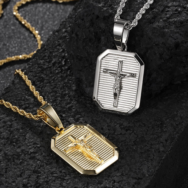 Collana con piastrina per cani con crocifisso Christianartworkshop: il suo sacrificio vicino al tuo cuore - image 0