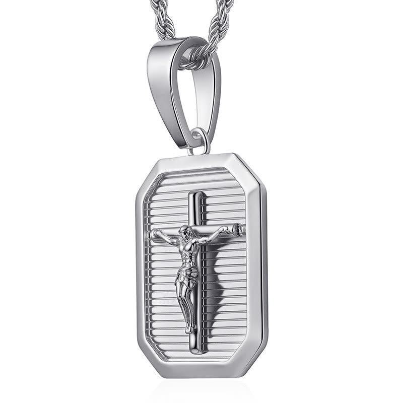 Collana con piastrina per cani con crocifisso Christianartworkshop: il suo sacrificio vicino al tuo cuore - Argento - image 5