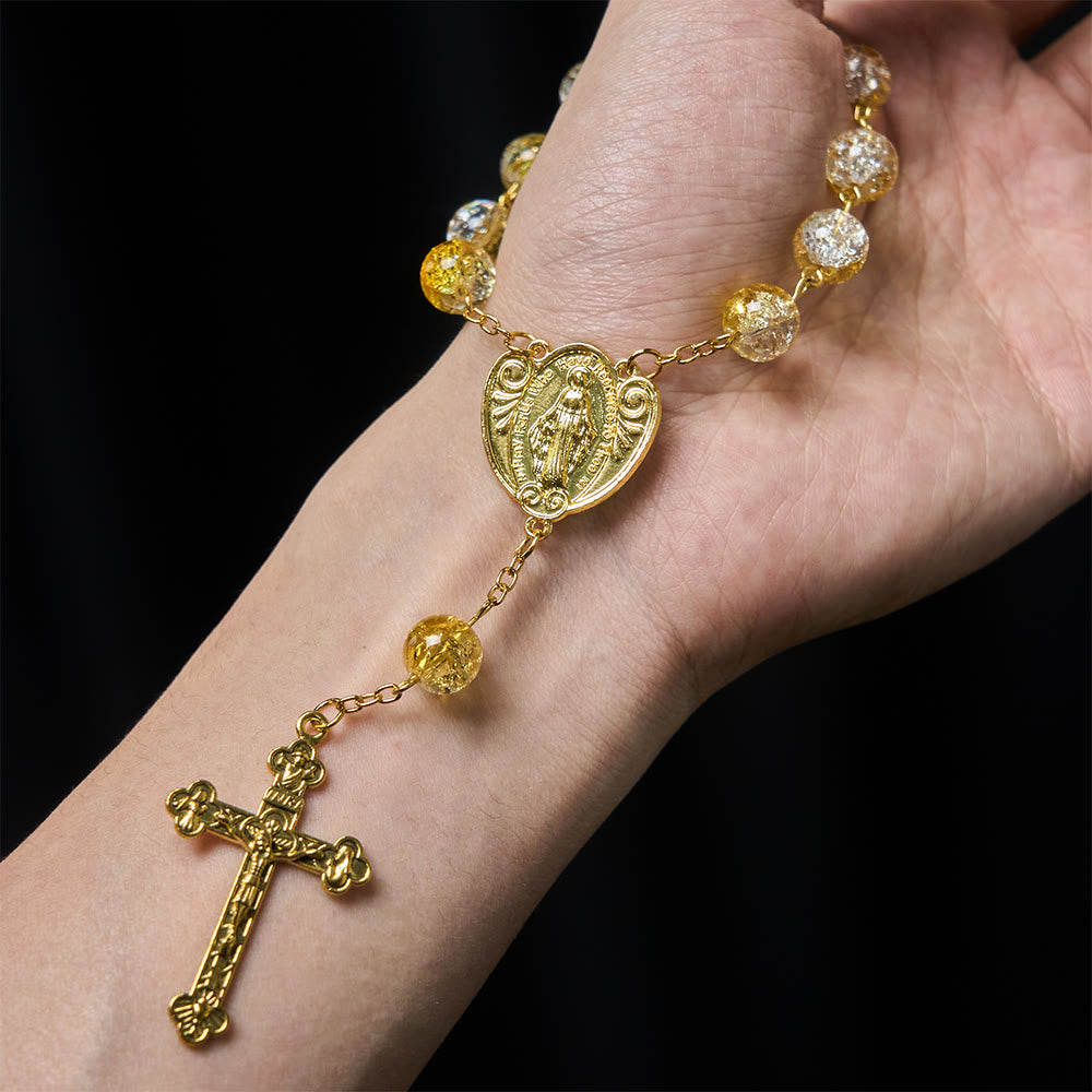 Christianartworkshop Rosario tascabile con perline di vetro scintillanti: elegante devozione da portare ogni giorno - image 1