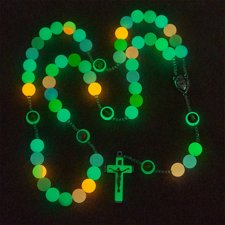 Christianartworkshop Rosario luminoso e colorato con ritratti di santi: la fede che illumina la notte - Bagliore al buio - image 0