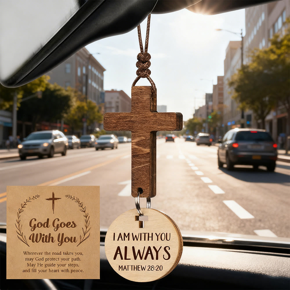 Ciondolo per auto in legno in 3 stili di Christianartworkshop con carta regalo: devozione avvolta in uno stile naturale - Matteo 28:20 - image 5