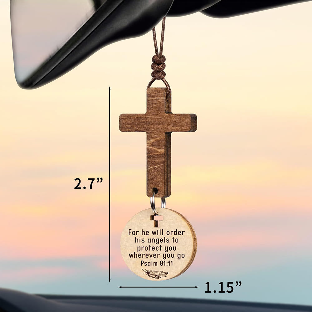 Ciondolo per auto in legno in 3 stili di Christianartworkshop con carta regalo: devozione avvolta in uno stile naturale - image 4
