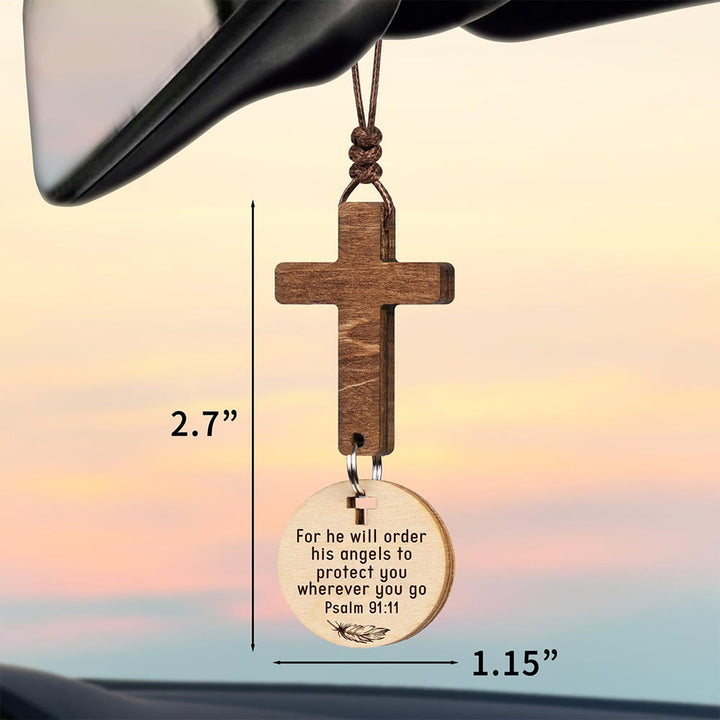 Ciondolo per auto in legno in 3 stili di Christianartworkshop con carta regalo: devozione avvolta in uno stile naturale - image 4