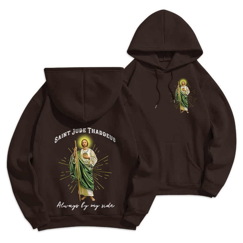 Felpa con cappuccio in poliestere foderata in pile "St. Jude Always by My Side" Christianartworkshop - Marrone - 2XL - image 21