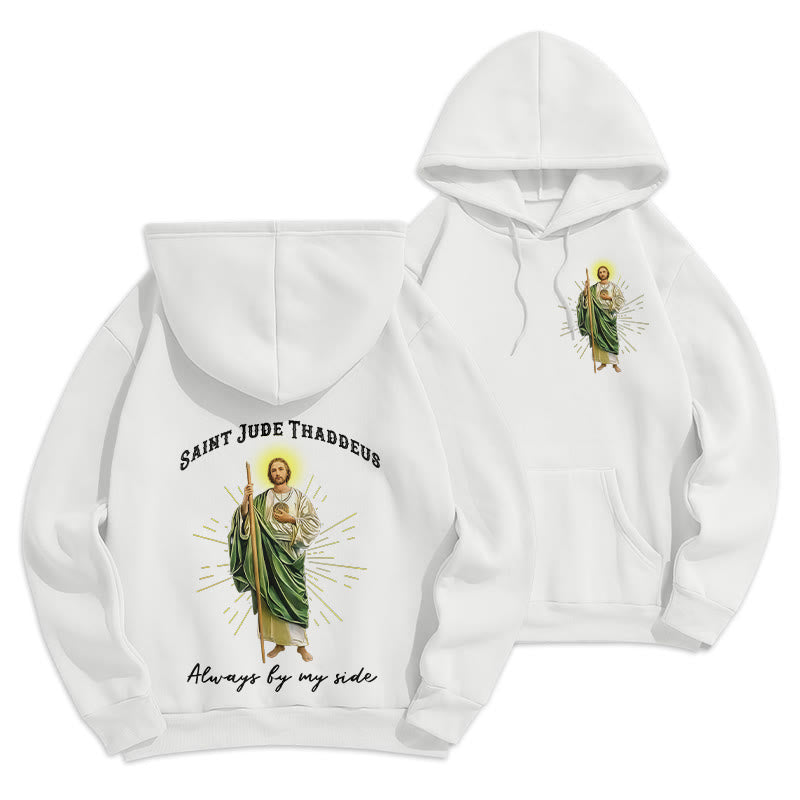 Felpa con cappuccio in poliestere foderata in pile "St. Jude Always by My Side" Christianartworkshop - Bianco - 2XL - image 3