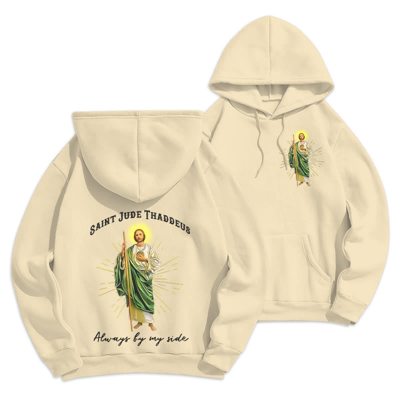 Felpa con cappuccio in poliestere foderata in pile "St. Jude Always by My Side" Christianartworkshop - Beige - 2XL - image 15