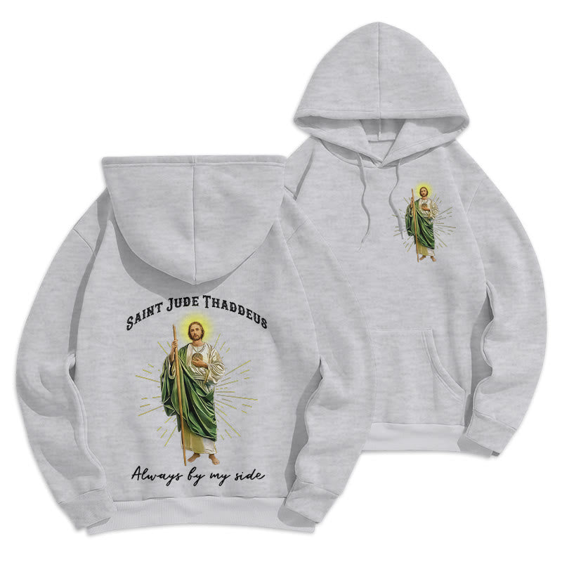 Felpa con cappuccio in poliestere foderata in pile "St. Jude Always by My Side" Christianartworkshop - Grigio - 2XL - image 6