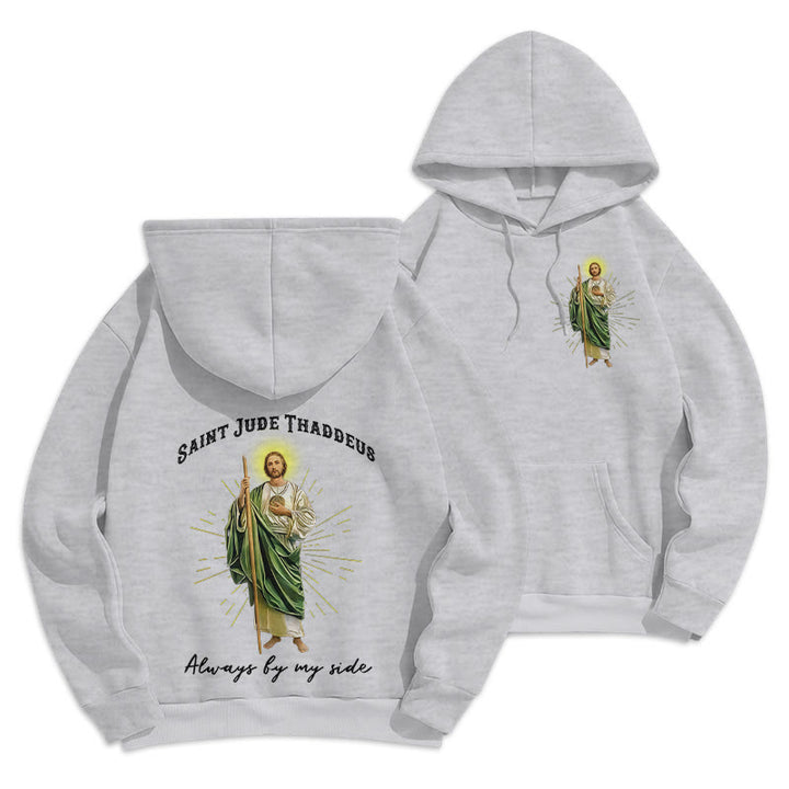 Felpa con cappuccio in poliestere foderata in pile "St. Jude Always by My Side" Christianartworkshop - Grigio - 2XL - image 6
