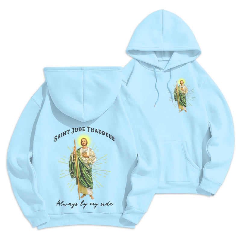 Felpa con cappuccio in poliestere foderata in pile "St. Jude Always by My Side" Christianartworkshop - Blu - 2XL - image 12