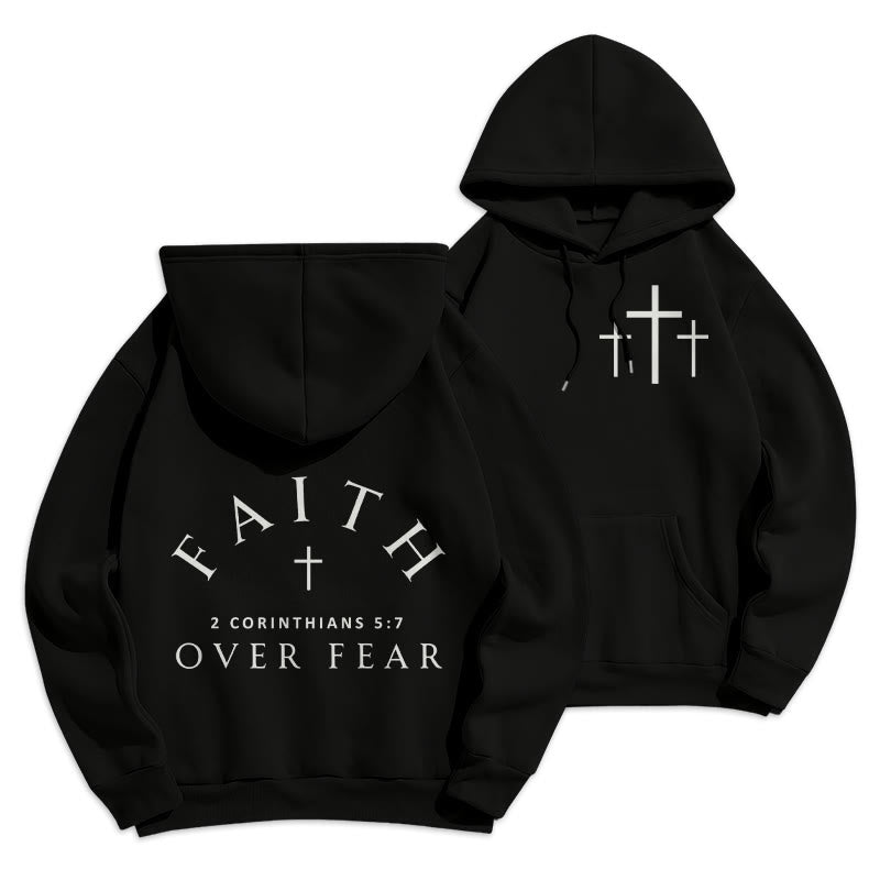Christianartworkshop 2 Corinzi 5:7 Felpa con cappuccio in poliestere foderata in pile Faith - Nero - 2XL - image 3