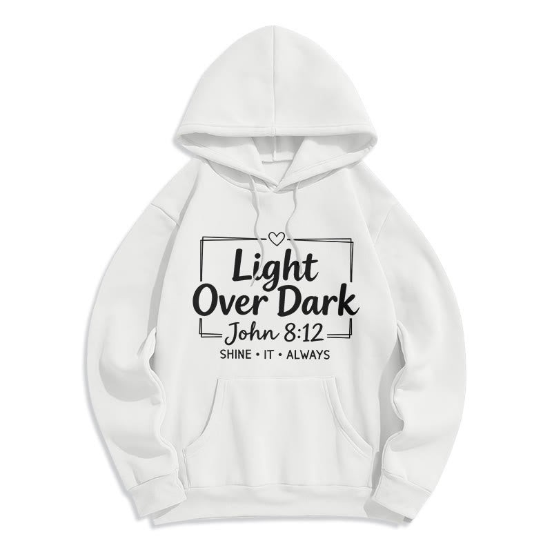 Christianartworkshop Felpa con cappuccio in poliestere foderata in pile scuro "Shine It Always Light Over Dark" - Bianco - 2XL - image 8