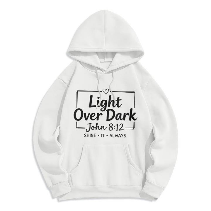 Christianartworkshop Felpa con cappuccio in poliestere foderata in pile scuro "Shine It Always Light Over Dark" - Bianco - 2XL - image 8