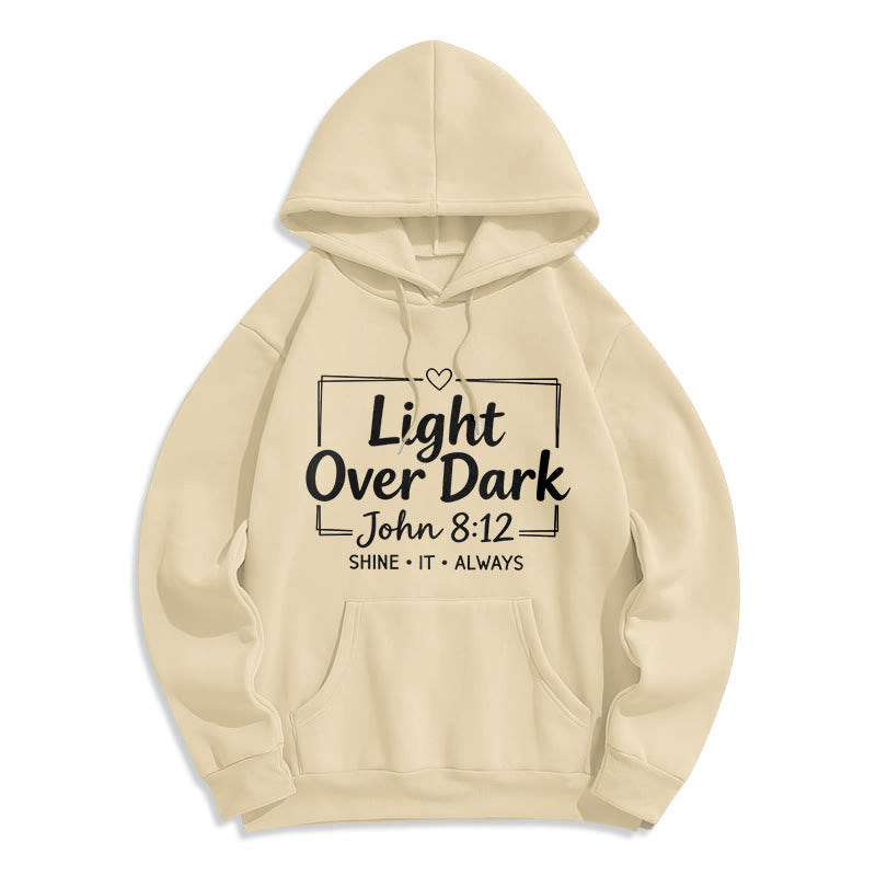 Christianartworkshop Felpa con cappuccio in poliestere foderata in pile scuro "Shine It Always Light Over Dark" - Beige - 2XL - image 4