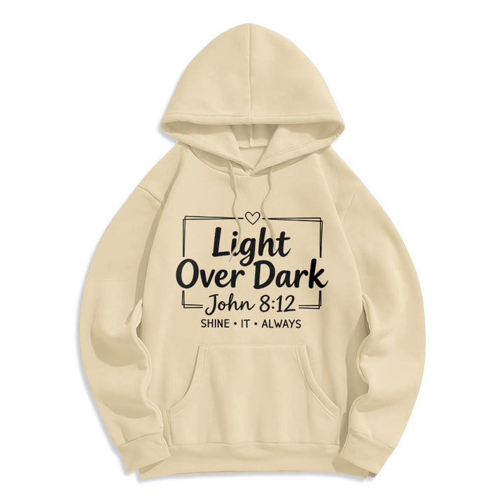 Christianartworkshop Felpa con cappuccio in poliestere foderata in pile scuro "Shine It Always Light Over Dark" - Beige - 2XL - image 4