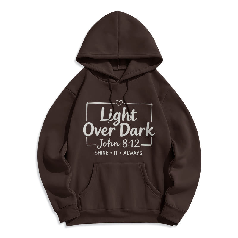Christianartworkshop Felpa con cappuccio in poliestere foderata in pile scuro "Shine It Always Light Over Dark" - Marrone - 2XL - image 6