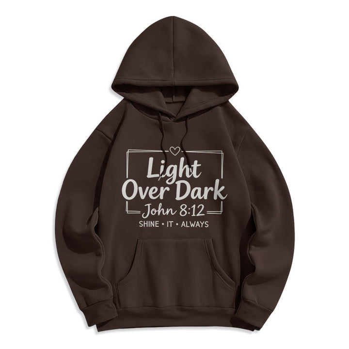 Christianartworkshop Felpa con cappuccio in poliestere foderata in pile scuro "Shine It Always Light Over Dark" - Marrone - 2XL - image 6