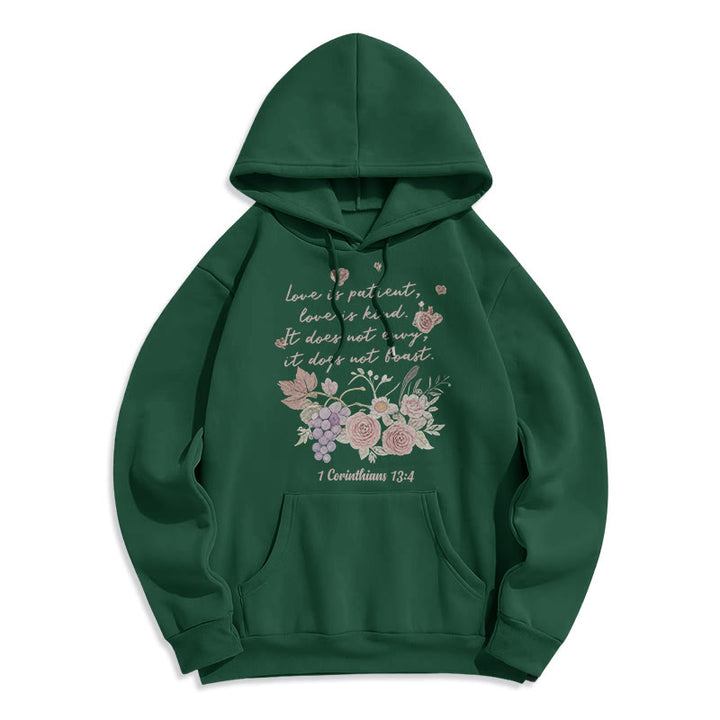 Christianartworkshop 1 Corinzi 13:4 L'amore è paziente Felpa con cappuccio in poliestere foderata in pile - Verde - 2XL - image 6