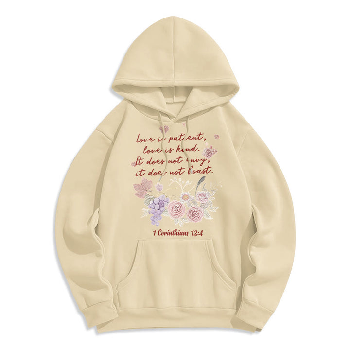 Christianartworkshop 1 Corinzi 13:4 L'amore è paziente Felpa con cappuccio in poliestere foderata in pile - Beige - 2XL - image 5