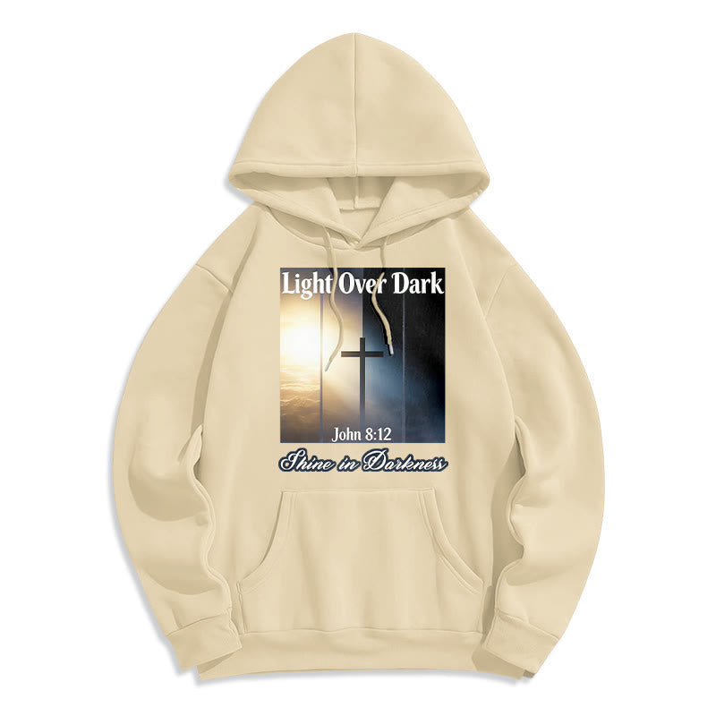 Christianartworkshop Felpa con cappuccio in poliestere foderata in pile "Shine in Darkness" di Giovanni 8:12 - Beige - 2XL - image 6