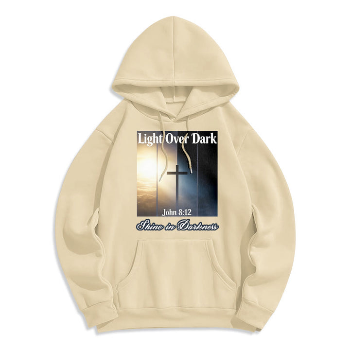 Christianartworkshop Felpa con cappuccio in poliestere foderata in pile "Shine in Darkness" di Giovanni 8:12 - Beige - 2XL - image 6