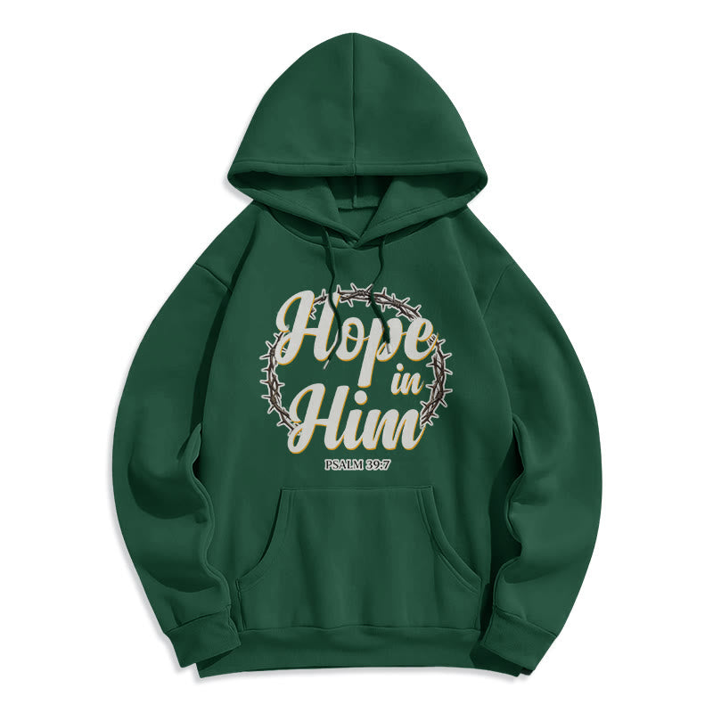 Christianartworkshop Felpa con cappuccio in poliestere foderata in pile Crown of Thorns Hope in Him - Verde - 2XL - image 8