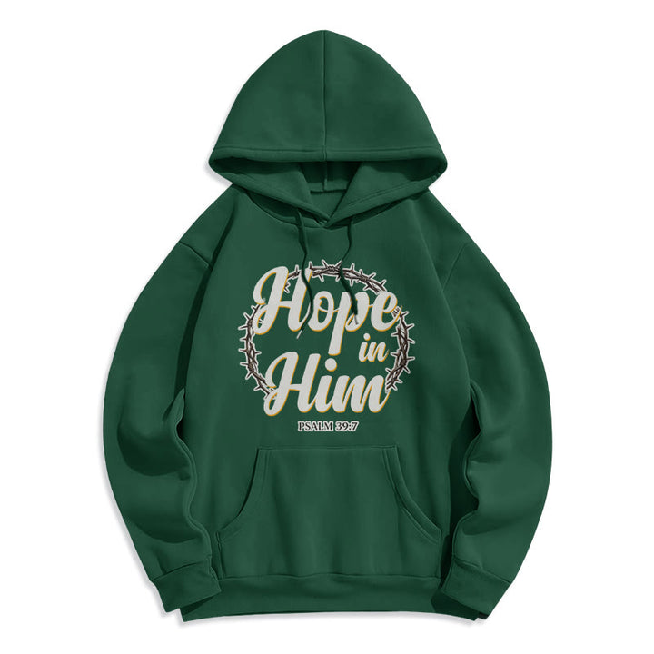 Christianartworkshop Felpa con cappuccio in poliestere foderata in pile Crown of Thorns Hope in Him - Verde - 2XL - image 8