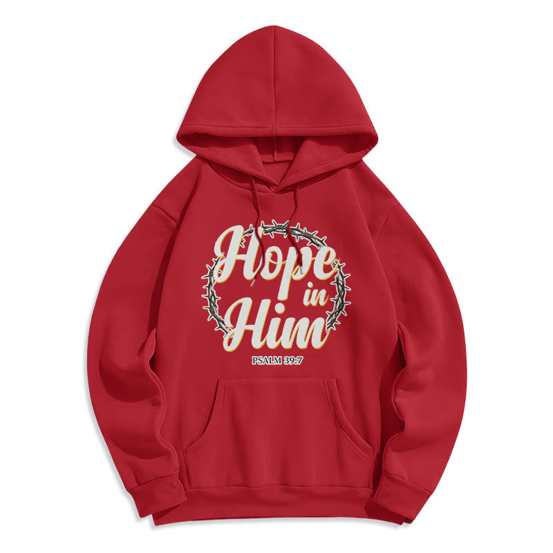 Christianartworkshop Felpa con cappuccio in poliestere foderata in pile Crown of Thorns Hope in Him - Rosso - 2XL - image 5