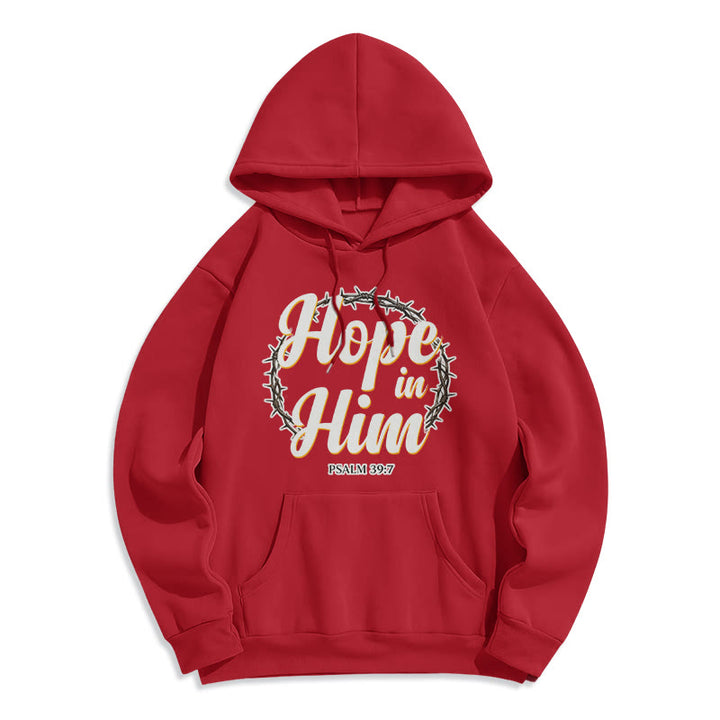Christianartworkshop Felpa con cappuccio in poliestere foderata in pile Crown of Thorns Hope in Him - Rosso - 2XL - image 5