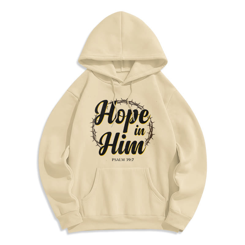 Christianartworkshop Felpa con cappuccio in poliestere foderata in pile Crown of Thorns Hope in Him - Beige - 2XL - image 7