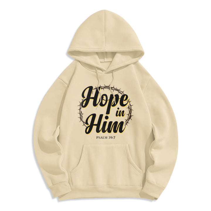 Christianartworkshop Felpa con cappuccio in poliestere foderata in pile Crown of Thorns Hope in Him - Beige - 2XL - image 7